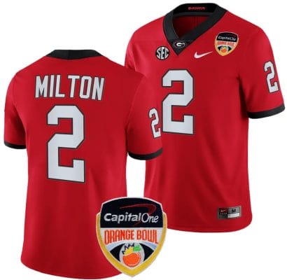 Kendall Milton Jersey #2 Georgia Bulldogs Orange Bowl Patch 2023 College Football Red