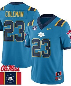 Khari Coleman Jersey #23 Ole Miss Rebels Football Ole Miss Flag All Stitched Blue 1