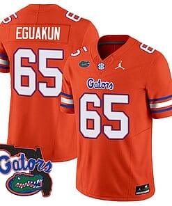 Kingsley Eguakun Jersey #65 Florida Gators Vapor Limited Florida Map College Football Orange