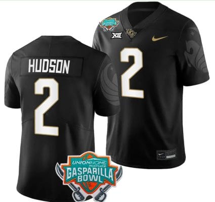 Kobe Hudson Jersey #2 UCF Knights 2023 Gasparilla Bowl Patch Football Black