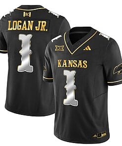Kenny Logan Jr Jersey #1 Kansas Jayhawks Blackhawk Gold Vapor Football Black Limited