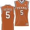 Kadin Shedrick Jersey #5 Texas Longhorns NIL College Basketball Lightweight Orange