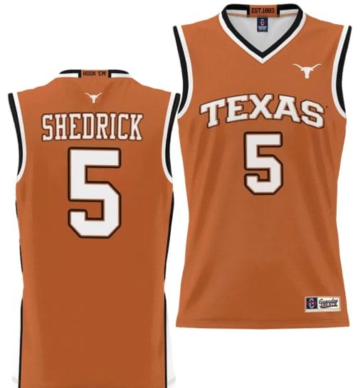 Kadin Shedrick Jersey #5 Texas Longhorns NIL College Basketball Lightweight Orange