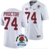 Kadyn Proctor Jersey #74 Alabama Crimson Tide Rose Bowl Game 2024 Patch College Football Playoff White