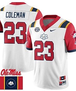 Khari Coleman Jersey #23 Ole Miss Rebels Football Ole Miss Flag All Stitched White 2