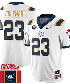 Khari Coleman Jersey #23 Ole Miss Rebels Football Ole Miss Flag All Stitched White 1