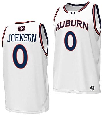 KD Johnson Jersey #0 Auburn Tigers Replica College Basketball 2023-24 White