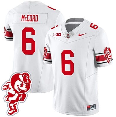 Kyle McCord Jersey #6 Ohio State Buckeyes Football 2023 Stitched Brutus Buckeye Patch White