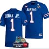 Kenny Logan Jr Jersey #1 Kansas Jayhawks 2023 Guaranteed Rate Bowl Champs Football Royal