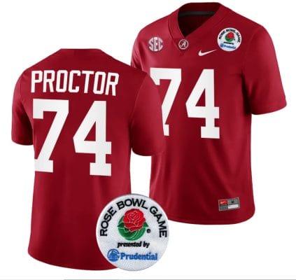 Kadyn Proctor Jersey #74 Alabama Crimson Tide Rose Bowl Game 2024 Patch College Football Playoff Crimson