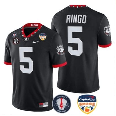 Kelee Ringo Jersey #5 Georgia Bulldogs Orange Bowl Patch Football Stitched Black