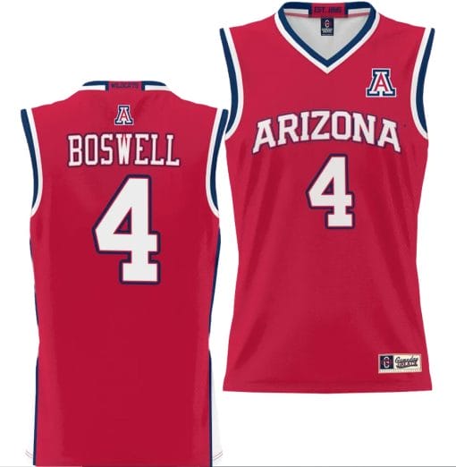 Kylan Boswell Jersey #4 Arizona Wildcats NIL College Basketball Lightweight Red