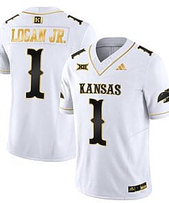 Kenny Logan Jr Jersey #1 Kansas Jayhawks Blackhawk Gold Vapor Football White Gold