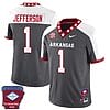 KJ Jefferson Jersey #1 Arkansas Razorback Football Arkansas State Patched All Stitched White Alternate