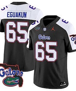 Kingsley Eguakun Jersey #65 Florida Gators Vapor Limited Florida Map College Football Black Alternate