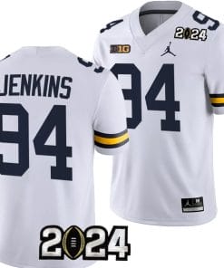 Kris Jenkins Jersey #94 Michigan Wolverines 2024 Football National Championship Playoff White