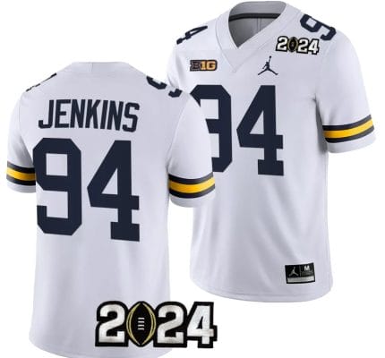 Kris Jenkins Jersey #94 Michigan Wolverines 2024 Football National Championship Playoff White