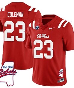 Khari Coleman Jersey #23 Ole Miss Rebels Football Ole Map All Stitched Red