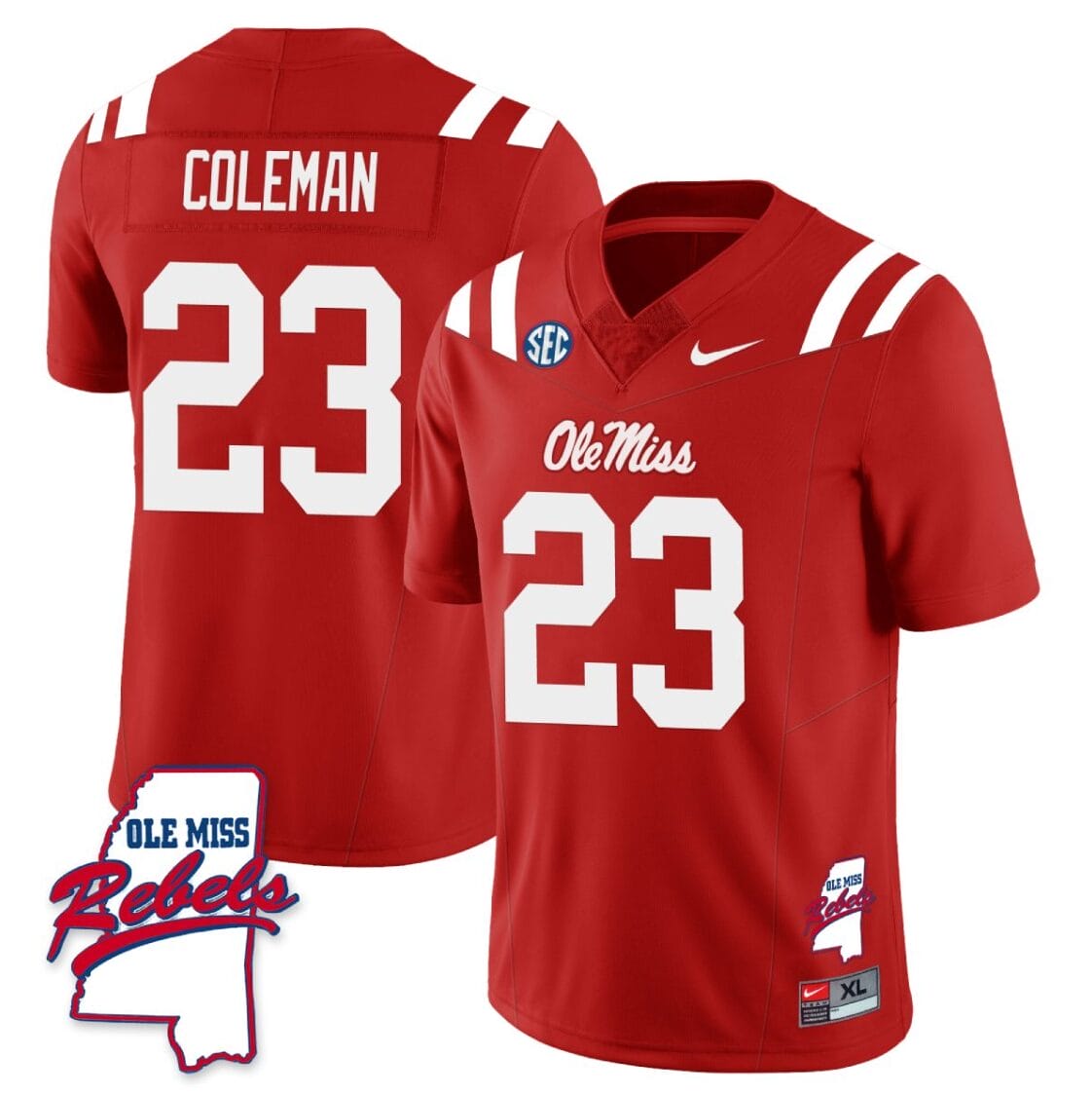 Khari Coleman Jersey #23 Ole Miss Rebels Football Ole Map All Stitched Red