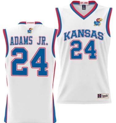 KJ Adams Jr Jersey #24 Kansas Jayhawks NIL College Basketball Lightweight White