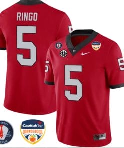 Kelee Ringo Jersey #5 Georgia Bulldogs Orange Bowl Patch Football Stitched Red