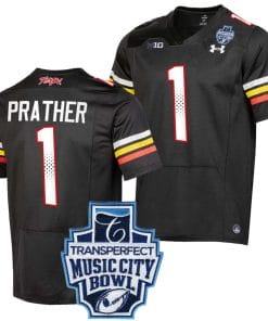 Kaden Prather Jersey #1 Maryland Terrapins 2023 Music City Bowl Patch Football Black