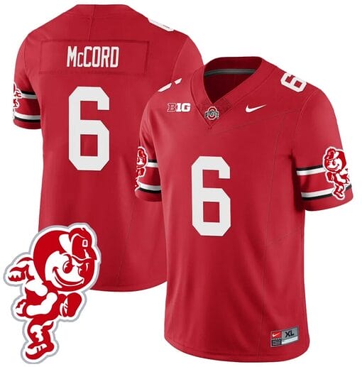 Kyle McCord Jersey #6 Ohio State Buckeyes Football 2023 Stitched Brutus Buckeye Patch Scarlet