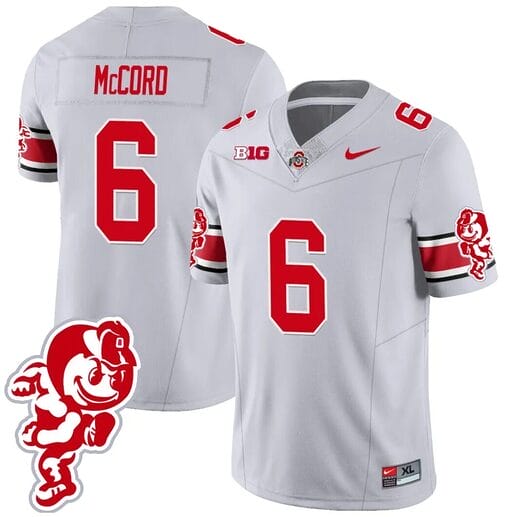 Kyle McCord Jersey #6 Ohio State Buckeyes Football 2023 Stitched Brutus Buckeye Patch Gray