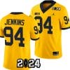 Kris Jenkins Jersey #94 Michigan Wolverines 2024 Football National Championship Playoff Yellow