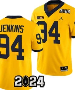 Kris Jenkins Jersey #94 Michigan Wolverines 2024 Football National Championship Playoff Yellow