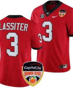 Kamari Lassiter Jersey #3 Georgia Bulldogs Orange Bowl Patch 2023 College Football Red