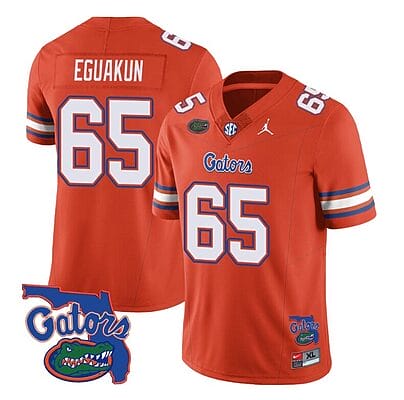Kingsley Eguakun Jersey #65 Florida Gators Vapor Limited College Football Orange