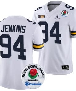 Kris Jenkins Jersey #94 Michigan Wolverines Rose Bowl Game 2024 Patch College Football Playoff White