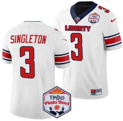 Kobe Singleton Jersey #3 Liberty Flames Fiesta Bowl Patch 2024 Football White