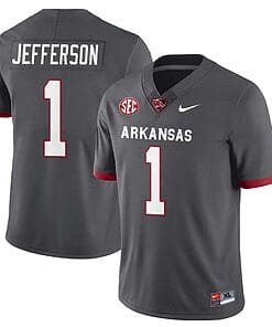 KJ Jefferson Jersey #1 Arkansas Razorback Football All Stitched Gray