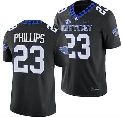 Kentucky Wildcats Andru Phillips Jersey #23 Alternate Football Game Black 2023