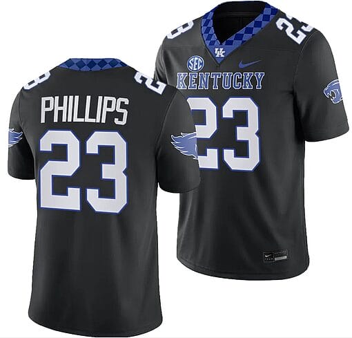 Kentucky Wildcats Andru Phillips Jersey #23 Alternate Football Game Black 2023