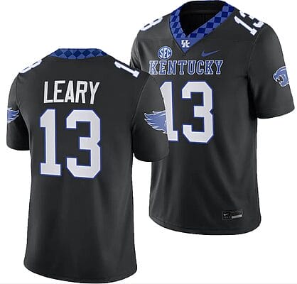Kentucky Wildcats Devin Leary Jersey #13 Alternate Football Game Black 2023