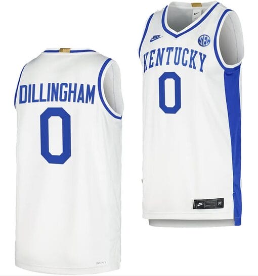 Kentucky Wildcats Robert Dillingham Jersey #0 Limited Retro Basketball White 2023-24
