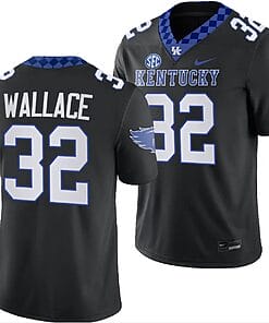 Kentucky Wildcats Trevin Wallace Jersey #32 Alternate Football Game Black 2023