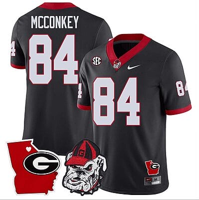 Ladd McConkey Jersey #84 Georgia Bulldogs Georgia State Map College Football Stitched Black
