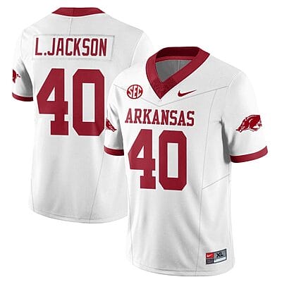 Landon Jackson Jersey #40 Arkansas Razorback Football All Stitched White