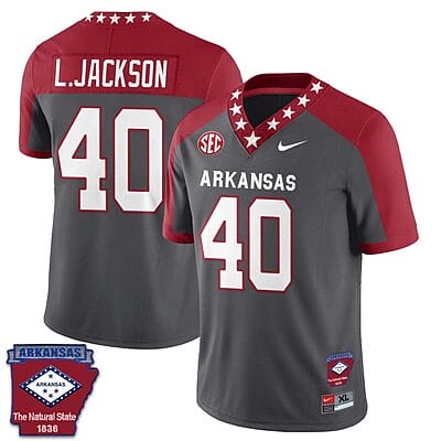 Landon Jackson Jersey #40 Arkansas Razorback Football Arkansas State Patched Red Alternate