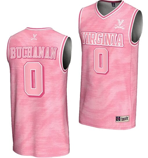 lake Buchanan Jersey #0 Virginia Cavaliers College Basketball Lightweight Pink