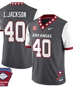Landon Jackson Jersey #40 Arkansas Razorback Football Arkansas State Patched White Sleeves