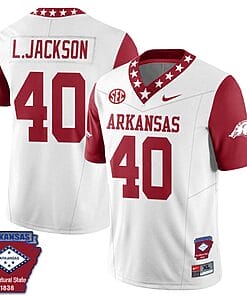 Landon Jackson Jersey #40 Arkansas Razorback Football Arkansas Patched All Stitched Red Sleeves