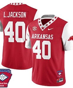 Landon Jackson Jersey #40 Arkansas Razorback Football Arkansas Patched All Stitched White Sleeves