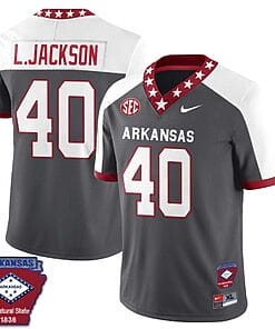 Landon Jackson Jersey #40 Arkansas Razorback Football Arkansas State Patched White Alternate