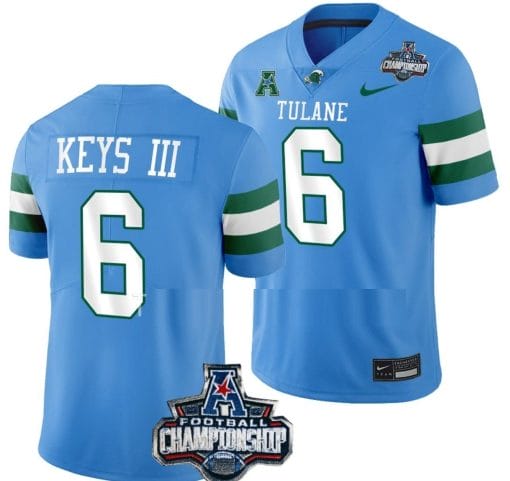 Lawrence Keys II Jersey #6 Tulane Green Wave 2022 ACC Football Championship Blue