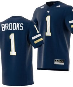 LaMiles Brooks Jersey #1 Georgia Tech Yellow Jackets 2023 Premier Football Uniform Navy
